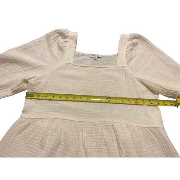 Madewell Plus Lightspun Millbrook Puff-sleeve Peplum  Size M‎ Light Yellow - Picture 7 of 10